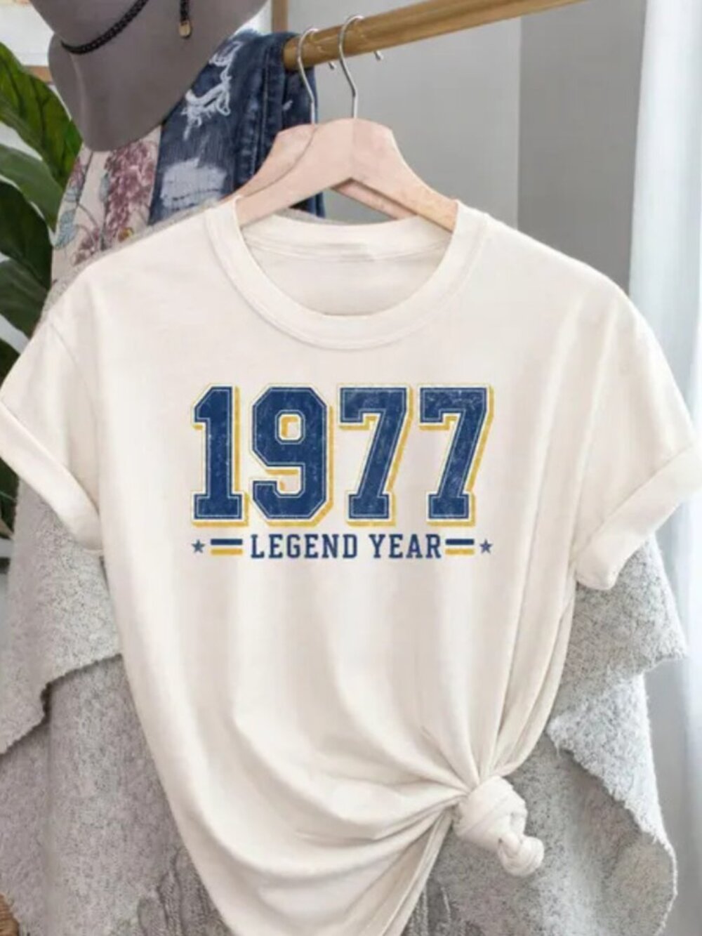 White 1977 Essentials Graphic Tee, Legend Year Vintage Style T-Shirt